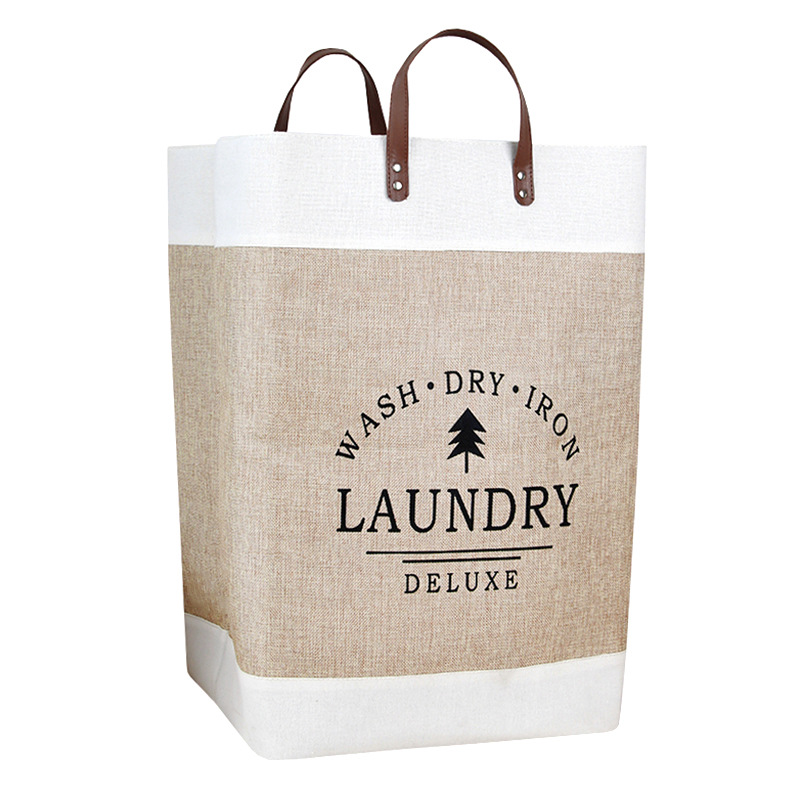 Large Linen Laundry Basket with Handles image 5